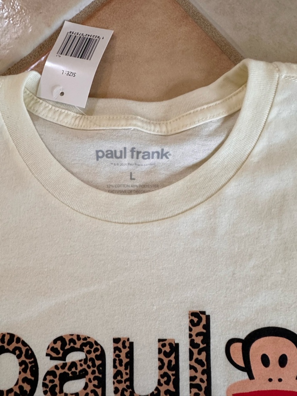 Paul Frank Graphic T-Shirt Julius Monkey Leopard Logo Cream Tee - Picture 3 of 4